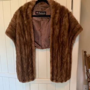 Mink Fur Scarf Wrap Vintage Shawl 1950s Jacket Coat Stole Real Shoulder Collar